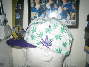 leader weed pot baseball hat cap adult one size white green purple snapback