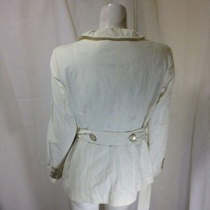 White House Black Market Women's White Ruffled Shirt Jacket Extra Small