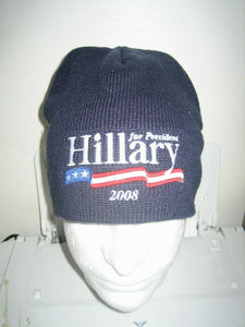 RARE Hillary Clinton for president 2008 winter toque beanie hat adult blue