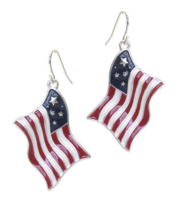 Viola Womens Patriot USA  American Flag Earrings Red White Blue Stars Stripes