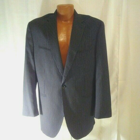 Sean Johns Mens Navy Blazer with Gray Pinstripes 42L