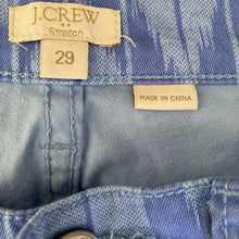 Load image into Gallery viewer, J Crew Factory Stretch Womens Blue Diamond Printed Jeans Size 29 Style a2530
