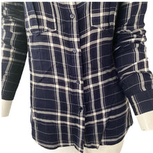 Load image into Gallery viewer, Paige Shirt Plaid Button Front Womens Black and White Size XS