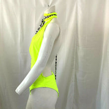 Load image into Gallery viewer, Womens Florescent Yellow Animal Print Halter One Piece Swimsuit Medium