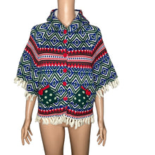 Load image into Gallery viewer, Matilda Jane Poncho Sweater Shaw Girls 8 A Caroling We will Go Multicolored