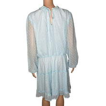 Load image into Gallery viewer, Dress Womens XL Light Blue Swiss Dot Pullover Tiered Ruffled Lined
