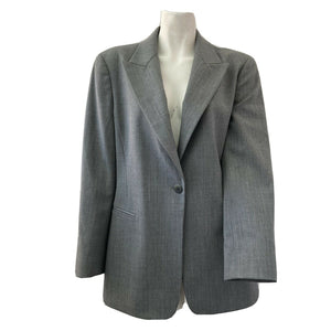 Lafayette 148 New York Womens Gray Wool Blend  Blazer Size 8