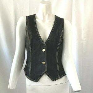 Saturday Womens Black Denim Vest Medium