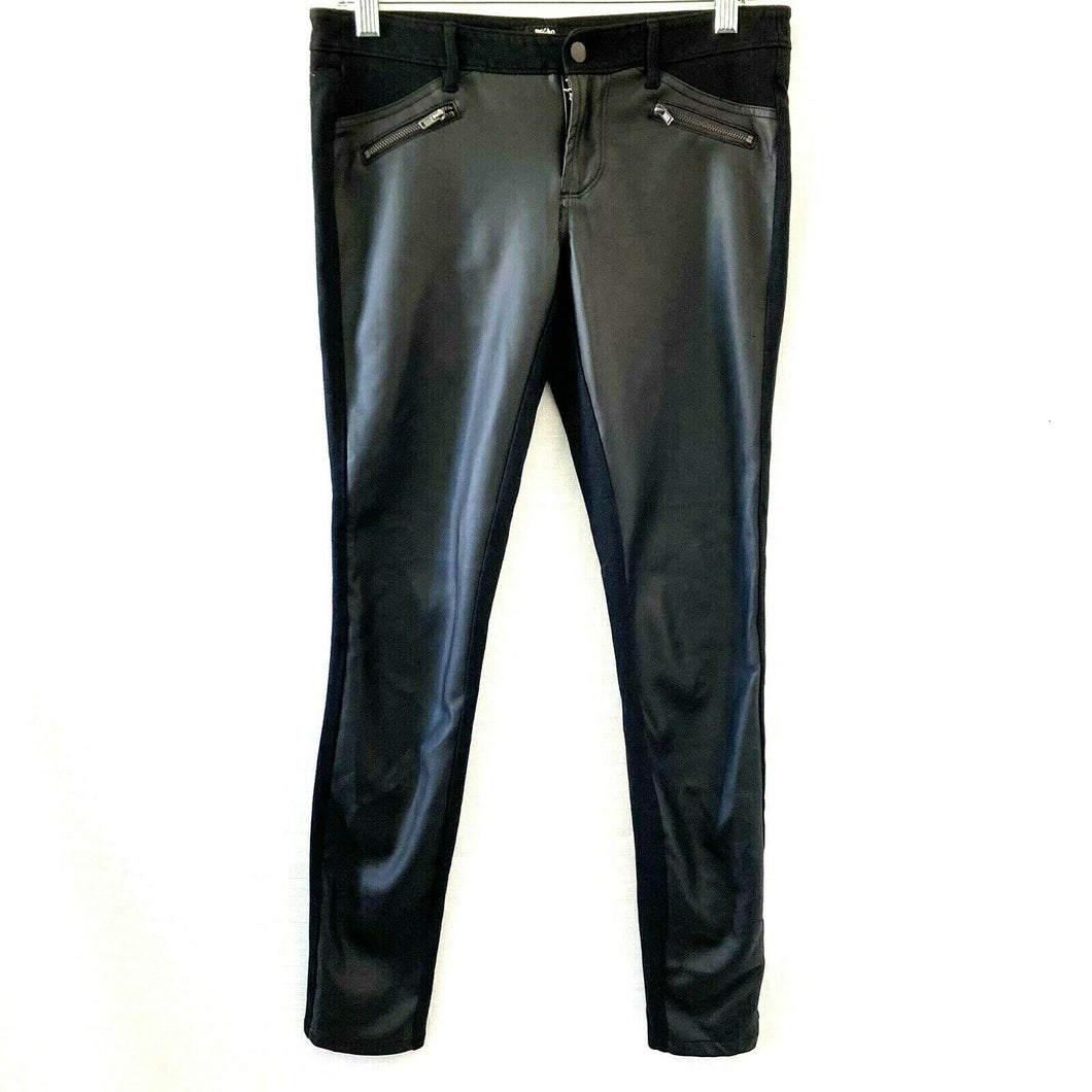 Mossimo Stretch Womens Black Faux Leather Front Pants Size 4