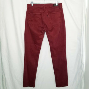 Levi's 524 Too Superlow Jeans Womens Burgundy Red Stretch Tapered Leg 13M