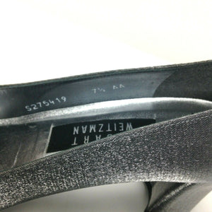 Stuart Weitzman Women's Metallic Silver Gray Shimmer Block Heels 7.5