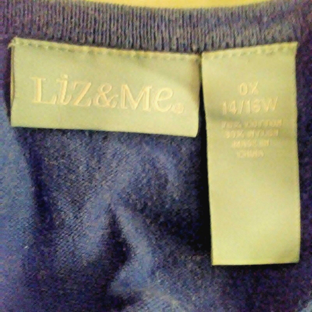 Liz & Me Womens Blue Plus Sized Top w Tie Closure 14-16W