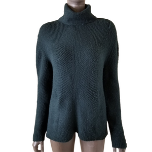 Sweet Romeo Womens Black Plush Brushed Rib-Knit Turtleneck Sweater Small NEW