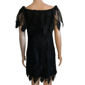 Adrianna Papell Shift Dress Womens Size 2 Black Lace Overlay New
