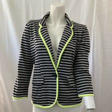 Load image into Gallery viewer, Olsenboyle Womens Black and Gray Striped Blazer Style Jacket Size Medium