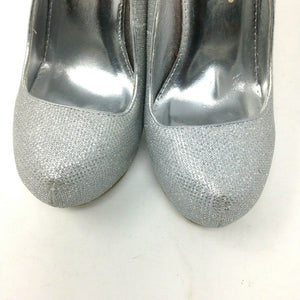 DBDK Womens Silver Glitter Stiletto Heels Size 5.5