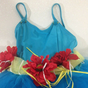 Unbranded Girls Blue and Red One Piece Tutu Dance Costume Xtra Small
