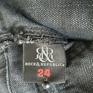 Rock & Republic Suzie Womens Black Denim Wide Leg Jeans Size 24