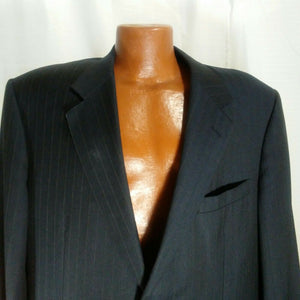 Canali Mens 100% Wool Black Pinstripe Blazer Sports Jacket Harry Rosen 56R