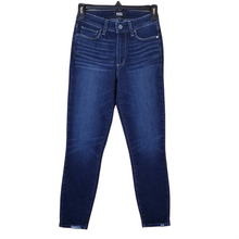 Load image into Gallery viewer, Revolve Paige Jeans Hoxton Crop Stretch Dark Wash Distressed Skinny Size 23
