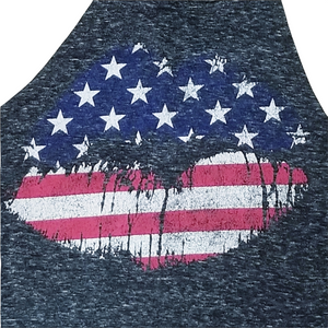 Modern Lux Tank Top American Flag Lips Multicolored Racerback Womens Size XS