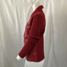 Load image into Gallery viewer, Vintage Maurice Sasson Women’s Red Leather Zip Front Sweater Medium