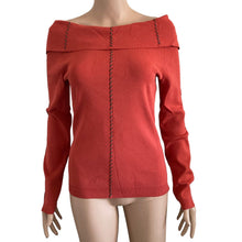 Load image into Gallery viewer, Studio G Sweater Womens Small Off Shoulder Rust Colored Reddish Orange Stretch