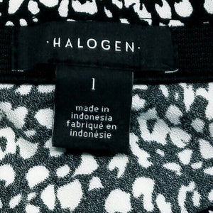 Halogen Womens Black Ivory Leo Dot Elastic Waist A-Line Midi Skirt Large