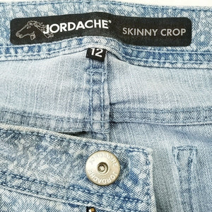 VTG Jordache Jeans Skinny Crop Womens Floral Aztec Print Mid-Rise Stretch Sz 12