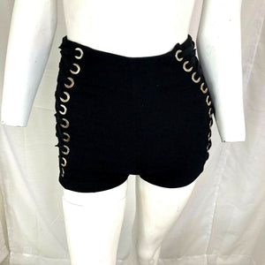 Kikiriki Womens Black Stretch Corset Style Short Shorts Hot Pants Size Small