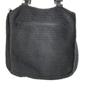 Vintage Fiorucci Italy Shoulder Bag Womens Medium Crochet Knit Black