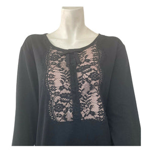 karl lagerfeld paris blouse lace front womens black Size medium