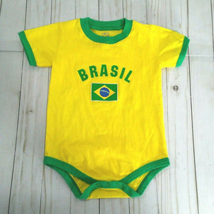 Brasil Yellow and Green Baby One Piece Soccer Body Suit 24 months