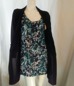 White Stag Womens Black and Green Plus Size Blouse 1X