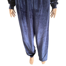 Load image into Gallery viewer, Fabletics Jumpsuit Womens Large Velour Wide Leg Navy Blue Zip Front New