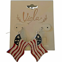 Load image into Gallery viewer, Viola Womens Patriot USA  American Flag Earrings Red White Blue Stars Stripes