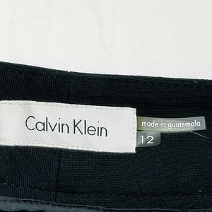 Calvin Klein Womens Black Stretch Mid-Rise Wide Leg Trousers 12