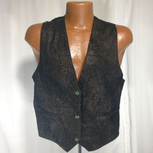 Load image into Gallery viewer, Boundary Waters Vintage Black Gold Dotted Snap Button Down Leather Vest Large