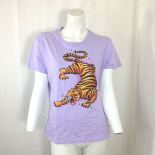 Load image into Gallery viewer, Pink Cookie Womens Lilac Purple Tiger Rhinestone Short Sleeved Tshirt Size XL