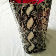 Load image into Gallery viewer, Saks Fifth Avenue Tote Womens Faux Python Snakeskin Large Bag