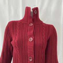 Load image into Gallery viewer, High Sierra Women&#39;s Burgundy Red Cable Knit Button Down Sweater Small