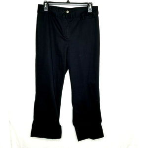 Chico's Pants Womens Black High-Rise Straight Leg Wide Cuff Cropped Pants 1