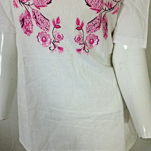 Misslook Womens Pink and White Floral Blouse Extra Large