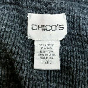 Chicos Cardigan Long Charcoal Gray Hooded Open Front Wool Blend Chicos 0 US S 4