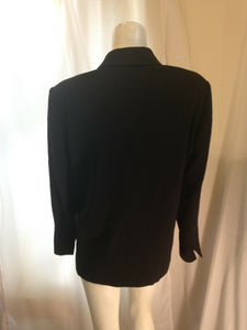 Charter Club Womens Black Plus Sized Button Front Blazer Size 14W