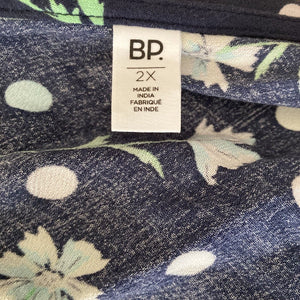 BP Romper 2X Womens Blue White Floral Shorts Sleeve Flowy