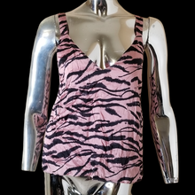 Load image into Gallery viewer, Cami NYC Diane Womens Pink Black Prism Zebra 100% Silk Camisole Top XS