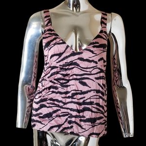 Cami NYC Diane Womens Pink Black Prism Zebra 100% Silk Camisole Top XS