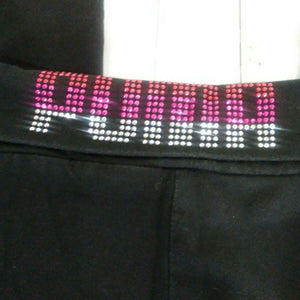 Puma Girls Black Blingy Red Rhinestone Name Brand Leggings XL