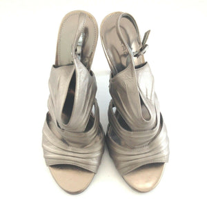 Marc Fisher Dressy Womens Pewter Leather Slingback Heels 7.5
